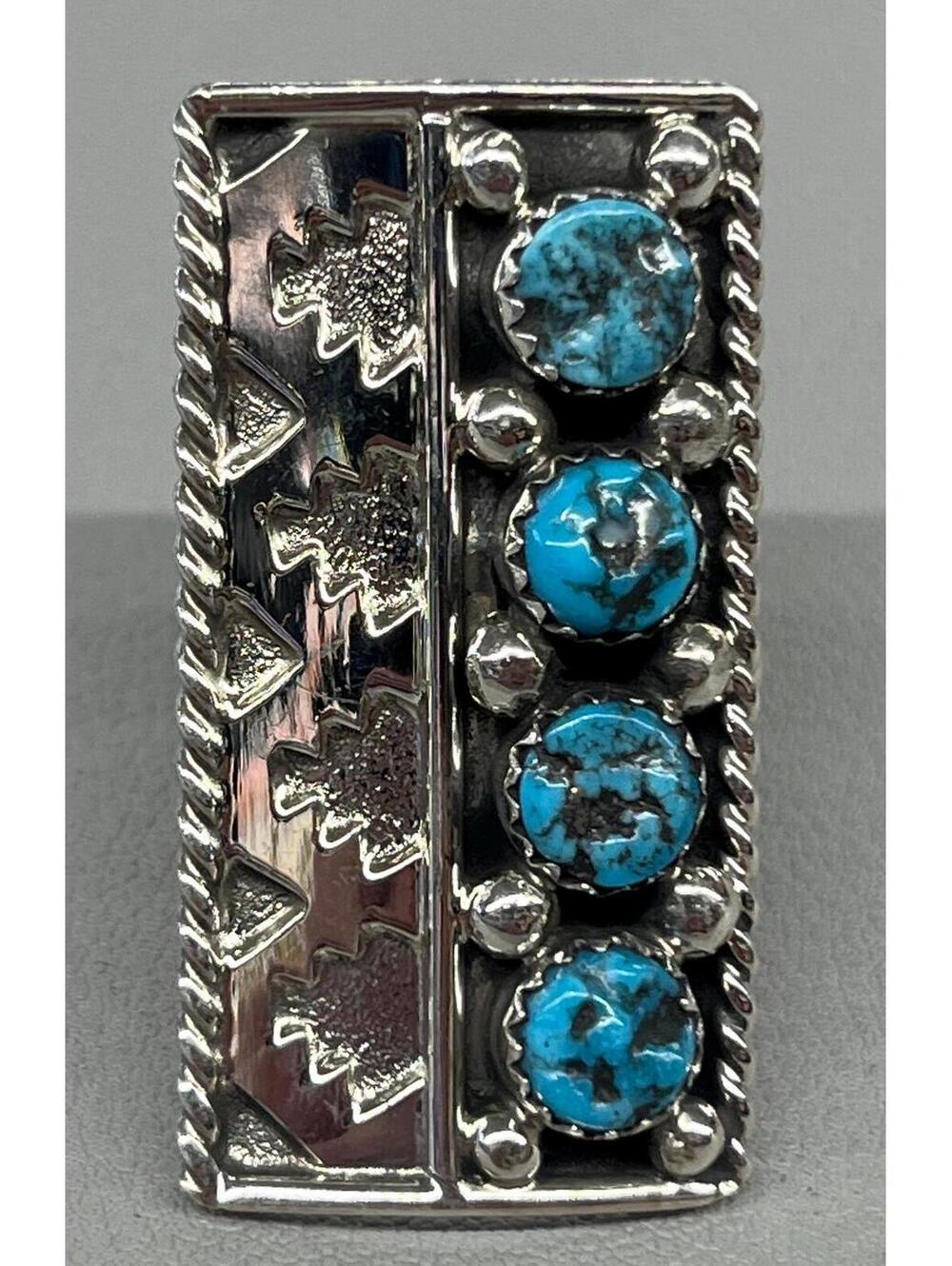 Native American Navajo handmade sterling silver turquoise design ring size 9